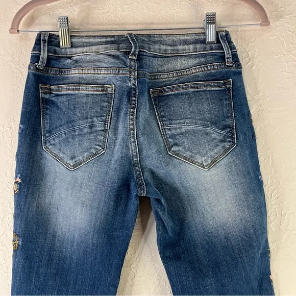 DRIFTWOOD Blue Embroidered Bootcut Jeans with Floral Accent - Picture 13 of 16